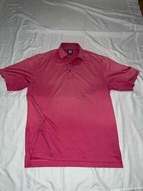 FootJoy Men's Pink Heathered Short Sleeve Golf Polo Shirt Size Large